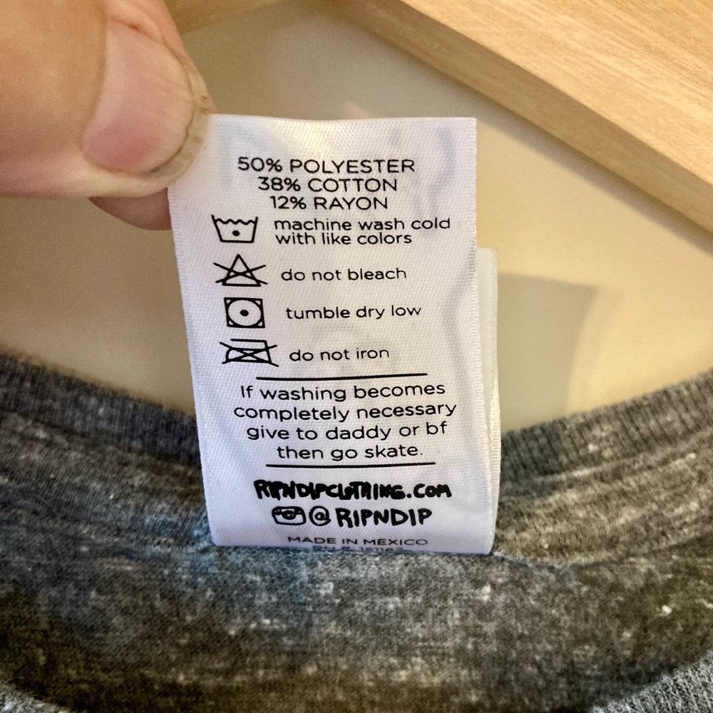 Gray RIPNDIP short sleeve tee shirt with pocket. Size M - Picture 6 of 9